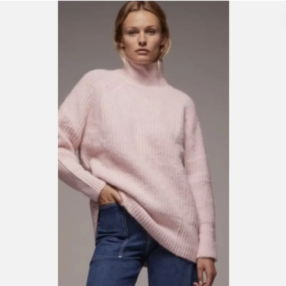 Zara Oversized Pink Turtleneck Knit Sweater Small - Picture 1 of 10